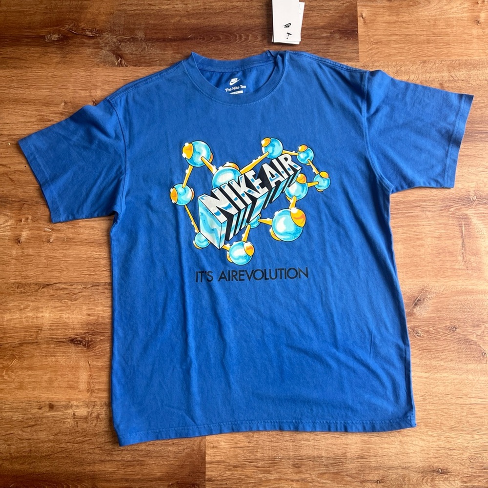 NIKE Men's Nike Sportswear Airevolution Graphic Blue T-Shirt Size Small Atoms